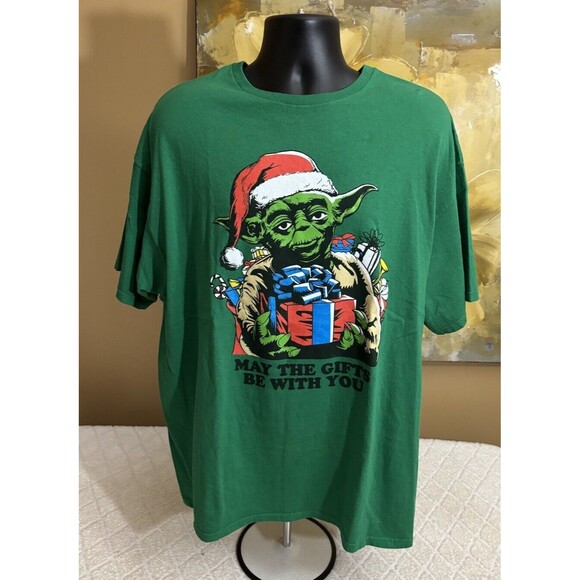 Star Wars Other - Star Wars Christmas Yoda May The Gifts Be With You Graphic Green Tee Size 2XL